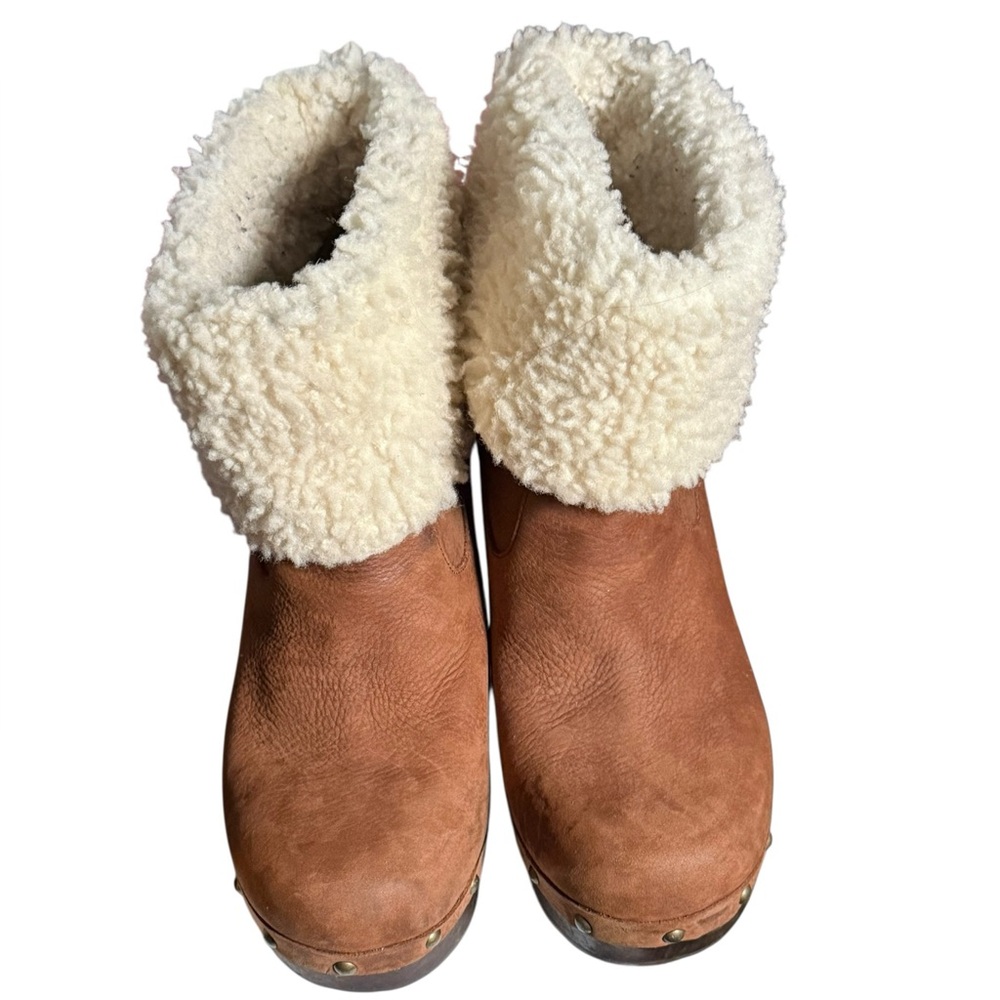UGG Australia Shearling Cuff Wedge Clog Boots Size 9